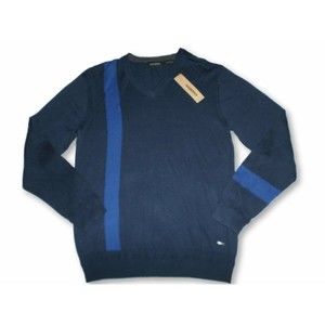 DKNY JEANS SWEATER MENS SIZE XXL V-NECK NAVY & BLUE COLOR LONG SLEEVES NEW NWT